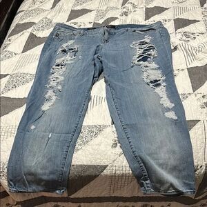 Torrid Blue Boyfriend Jeans with Distressed Design